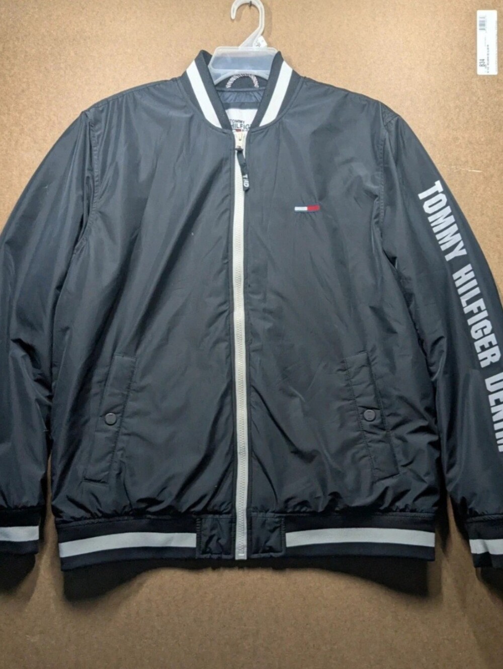 Tommy Hilfiger Denim Men’s Varsity Bomber Jacket - Black - Size Large EUC